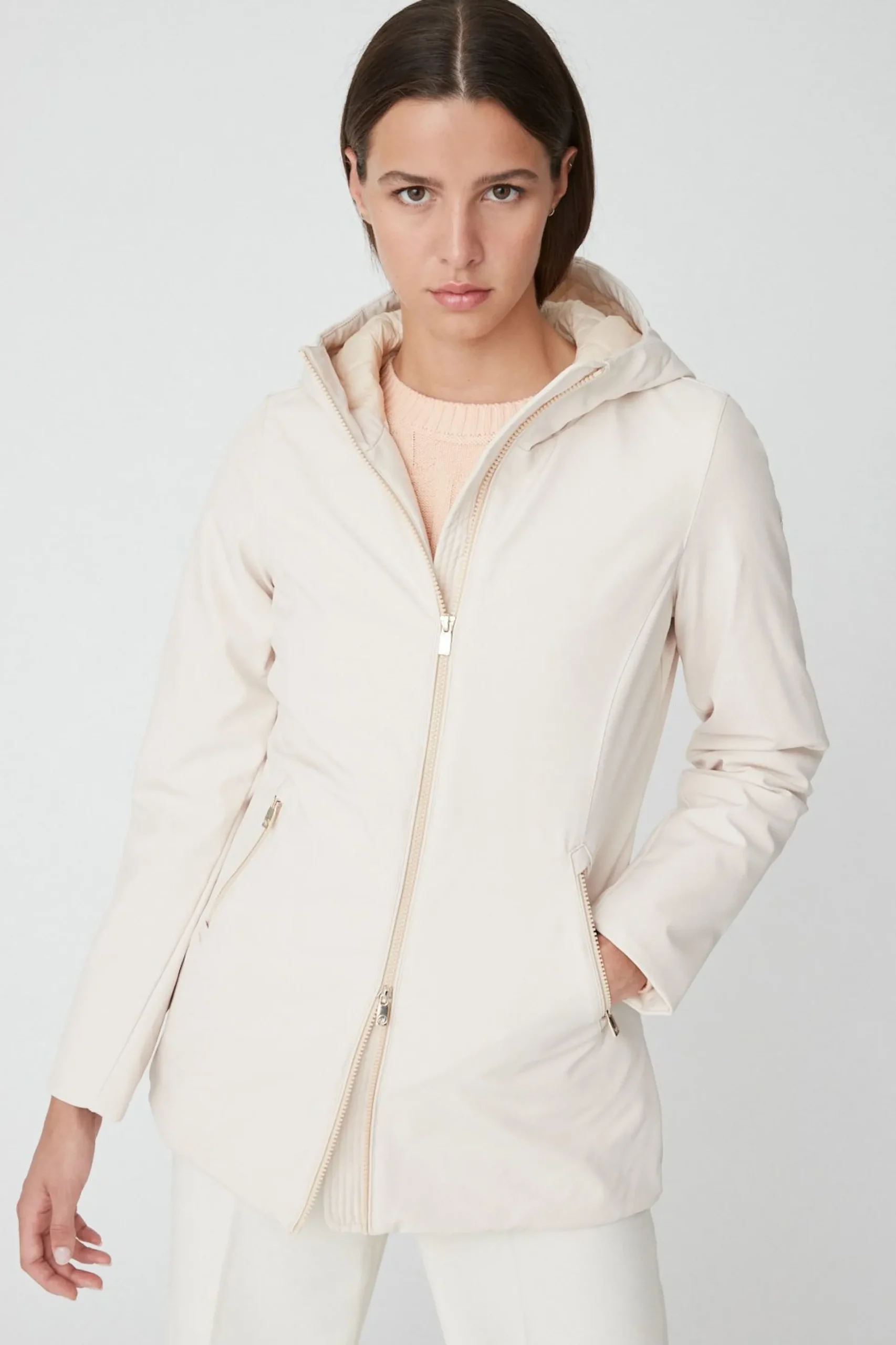 Shimoa 2.2-Giacca Lunga Beige In Softshell