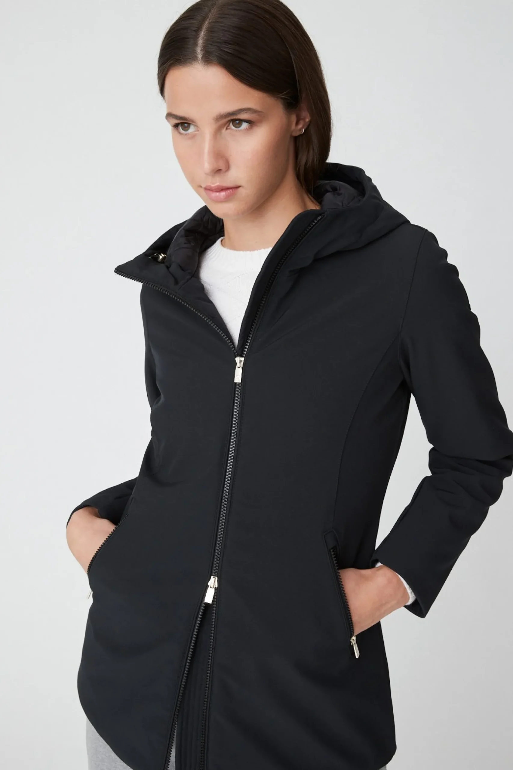 Shimoa 2.2-Giacca Lunga Nera In Softshell
